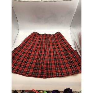 90s Dark Academia Skirt Sz 9 A Byer Mini Plaid Belt Pleated Flap USA VTG PUNK